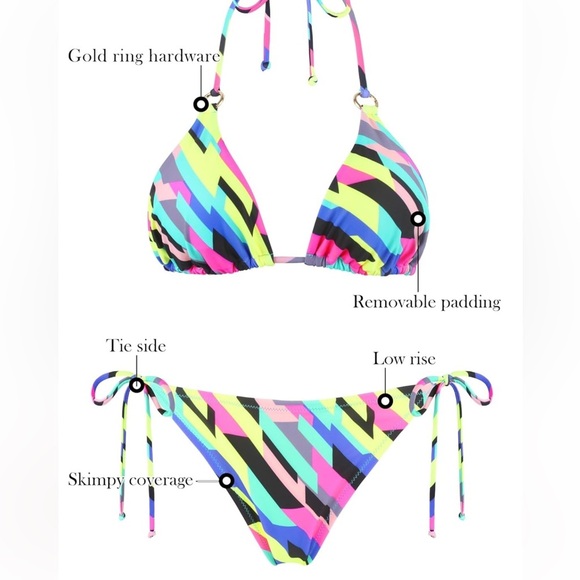 RELLECIGA Women's Cheeky Bikini Bottom Push up Triangle Bikini Swimsuit Neon - Picture 15 of 15